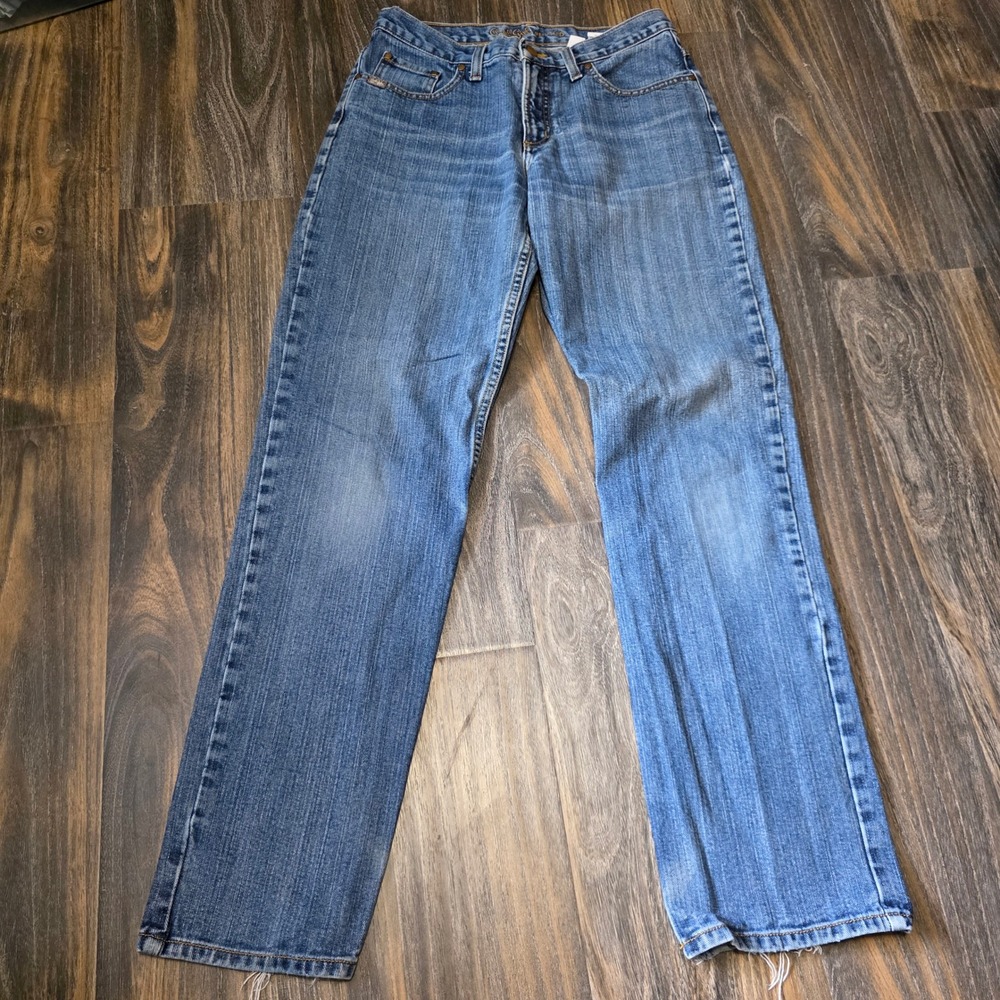 Lee Womens Medium Wash Straight Leg Mid Rise Denim Jeans Size 8M 32 Inseam Blue